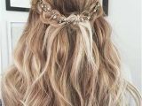 Grade 8 Grad Hairstyles Curly Romantic Half Updo with A Hairpiece Prom Hairstyles