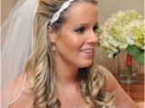 Hair Down Wedding Hairstyles with Veil Wedding Hair Half Up with Flower and Veil Wedding Diary