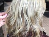 Hairstyles Blonde Chunks Caramel Color and Blonde Highlights with A Lob Aline Haircut