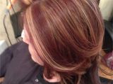 Hairstyles Blonde Chunks Warm Blonde Chunks with Racing Red and Chocolate Brown Lowlights
