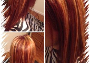Hairstyles Blonde with Red Underneath All Over Red with Chunky Blonde Highlights
