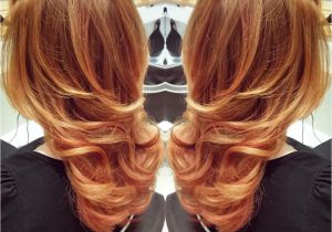 Hairstyles Curly Blow Dry Blow Out with Curl On the Bottom On Gorgeous Red Gold Hair Wavy