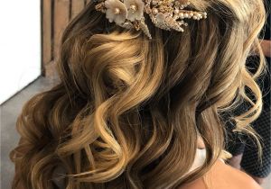Hairstyles Down with Fascinator Half Up Half Down Bridal Hair Style with Hair Accessory From