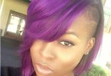 Hairstyles for Black Women with Shaved Sides Purple Bob with Shaved Side Natural Hair In 2018