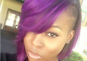 Hairstyles for Black Women with Shaved Sides Purple Bob with Shaved Side Natural Hair In 2018
