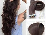 Hairstyles for Blonde Hair Extensions Amazon Showjarlly 2 Dark Brown Remy Tape In Real Hair