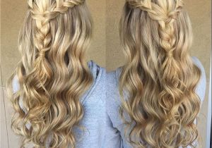 Hairstyles for Homecoming with Braids Blonde Braid Prom formal Hairstyle Half Up Long Hair Wedding Updo