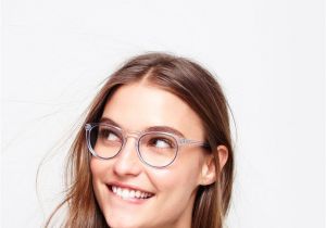 Hairstyles for Women who Wear Glasses My Warby Parker Haskell Frames In Crystal Blue