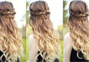 Half Braided Half Curly Hairstyles Curly Half Updo Hairstyles Beautiful Half Down Half Up