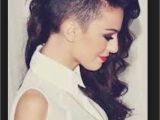 Half Shaved Head Hairstyles for Girls Shaved On Only One Side with Curly Brownish Blackish Hair