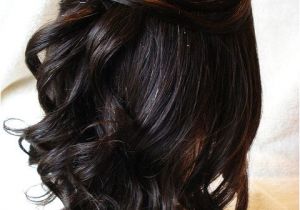 Half Up Half Down Prom Hairstyles Back View Half Up Loose Tendril with Simple Design Back View