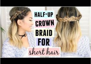 Half Updo Hairstyles Youtube Half Up Crown Braid for Short Medium Length Hair