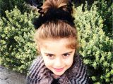 Halloween Hairstyles for Little Girls Spooky Little Girl Hair with Spiders and A High Bun Scrunchie