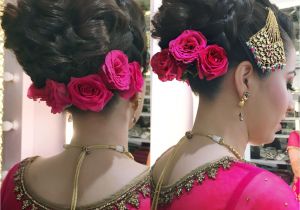 Indian Wedding Braid Hairstyles I Love Bridal Buns Pink themeâ¤ â¤ â¤ â¤ Hair Artistry by