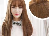 Korean Long Hair with Bangs Korean Air Bangs Wig Female Long Hair Pear Head Volume within Thin