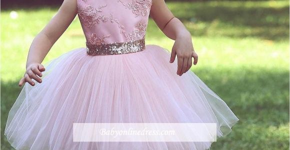 Little Girl Pageant Hairstyles 2018 Pink Princess Little Girls Pageant Dresses Jewel Neck Lace