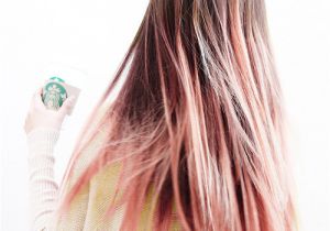 Medium Length Hairstyles Dip Dyed Brown Hair with Pastel Pink Dip Dye Hair