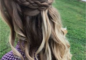Messy Hairstyles Down Half Up Half Down Hair with Messy Braid and Loose Curls Perfect for
