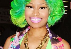 Nicki Minaj Curly Hairstyles Celebrity Hairstyles Nicki Minaj Messy Curly Hair Green