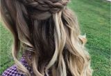 Occasion Hairstyles Down Half Up Half Down Hair with Messy Braid and Loose Curls Perfect for