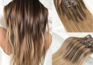 Ombre Hairstyles Blonde to Brown Großhandel Balayage Clip In Haarverlängerungen 4 Dunkelbraun