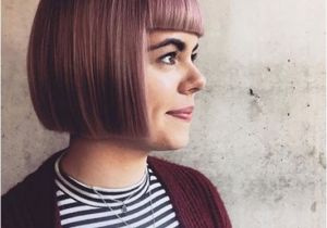 One Length Short Bob Haircuts Dusty Purple E Length Bob with Blunt Bangs