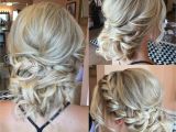 Prom Hairstyles Side Curls with Braid Textured Up Do for Blondes with Curls and Side Braid Bridal