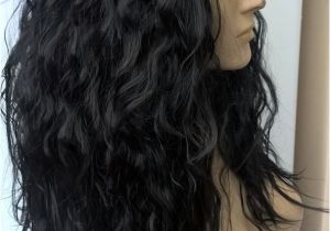 Puffy Curly Hairstyles Jet Black Wavy Curly Frizzy Puffy 3 4 Half Head Long Hair