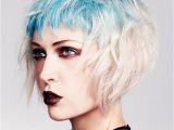 Punk Chin Length Hairstyles Peroxide Blonde Bob with A Splash Of Turquoise