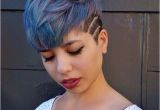 Punk Hairstyles Definition Undercut Pixie Vivid Color Denim Blue and Purple Hair