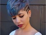 Punk Hairstyles Definition Undercut Pixie Vivid Color Denim Blue and Purple Hair