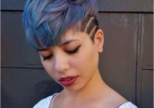 Punk Hairstyles Definition Undercut Pixie Vivid Color Denim Blue and Purple Hair