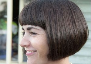 Rounded Bob Haircut Rounded Bob Hairstyle Goes Well Thick Front Fringe