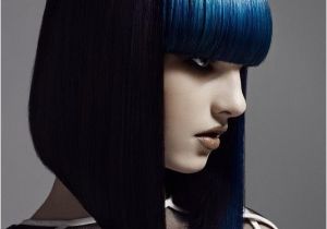 Sharp Bob Haircut Sharp Bob Contrasts with Blunt Electric Blue Fringe Love