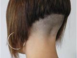 Short Bob Haircut with Shaved Nape Sharply Angled Bob with High Shaved Nape