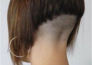 Short Bob Haircut with Shaved Nape Sharply Angled Bob with High Shaved Nape