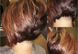 Short Layered Inverted Bob Haircuts Undercut Stacked Bob with High Lights and Low Lights More