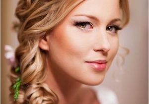 Side Braid Hairstyles for Weddings Wedding Loose Side Braided Hairstyles with Pink Flower