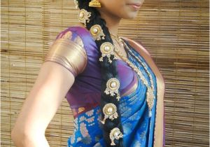 Simple Hairstyles In Tamil Traditional Indian Bride Wearing Bridal Saree and Jewellery