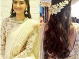 Simple Loose Hairstyles for Saree Side Parted Hairstyle with Gajra