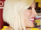 Tori Spelling Bob Haircut Angled Bobs with Bangs