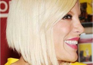 Tori Spelling Bob Haircut Angled Bobs with Bangs