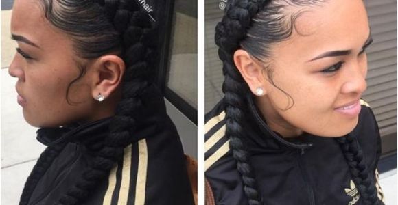 Two Braid Hairstyles with Weave Two Braids Hairstyles