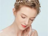 Wedding Hairstyles and Headpieces Boho Gold Floral Headpiece Pearls Hair Jewelry for Bride Wedding