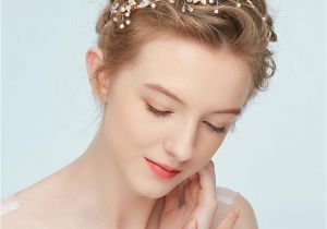 Wedding Hairstyles and Headpieces Boho Gold Floral Headpiece Pearls Hair Jewelry for Bride Wedding