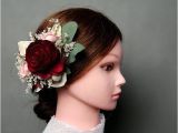 Wedding Hairstyles and Prices Burgundy Blush Boho Wedding Hair Clip Bridal Hairpiece sola Rose
