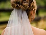 Wedding Hairstyles Curly Hair Veil Wedding Updo with Veil Underneath Wedding Hair