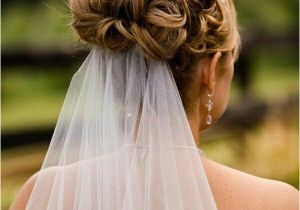 Wedding Hairstyles Curly Hair Veil Wedding Updo with Veil Underneath Wedding Hair