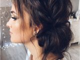 Wedding Hairstyles Dark Hair Beautiful Updo with Side Braid Wedding Hairstyle for Romantic