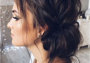 Wedding Hairstyles Dark Hair Beautiful Updo with Side Braid Wedding Hairstyle for Romantic